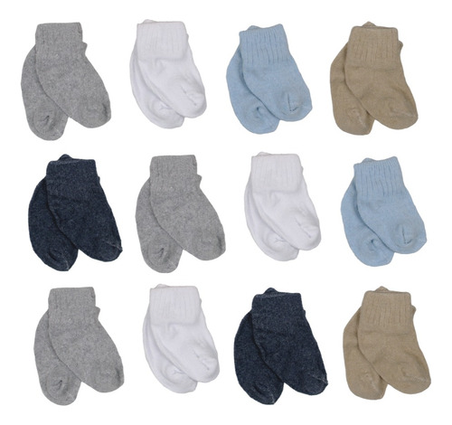 Calceta Para Bebes Y Niños De Algodón Blanca/colores (12pzs)