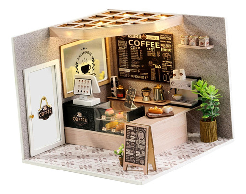 Casa De Muñecas Hecha A Mano Kit De Bricolaje Cafetería