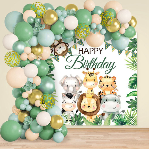 Kit Fondo Globos Animales Decoración Fiesta De Cumpleaños