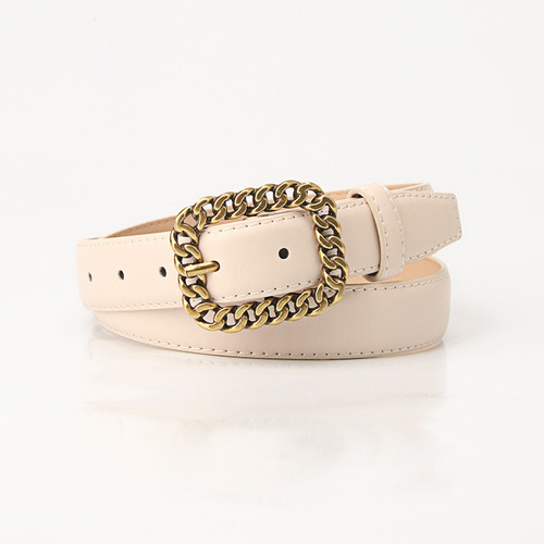 Cinturón De Cuero Para Mujer Con Hebilla Ajustable A La Moda