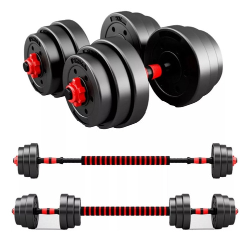 Set De Mancuernas Unibles De 30kg Con Barra De Extension.