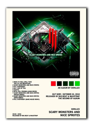 Cuadros Decorativos Skrillex Álbum Music Tracklist