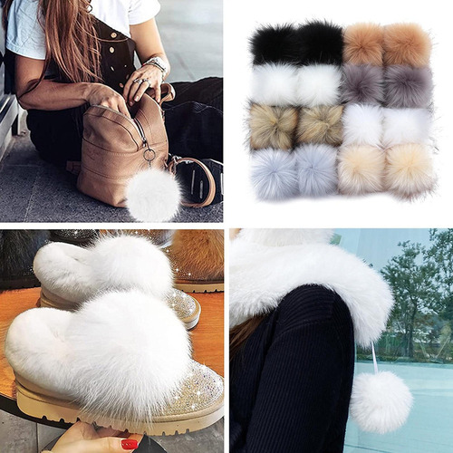 Pompones Para Gorro De Tejer Manualidades 16 Piezas 8cm A