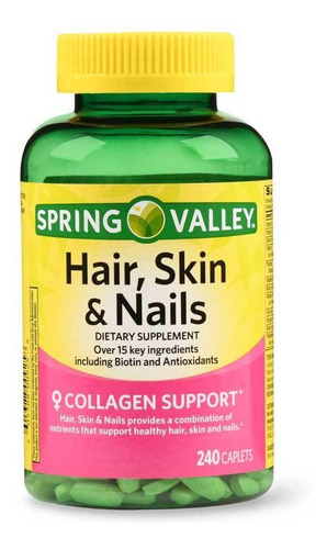 Hair Skin Nails C/biotin 240caplets Spring Valley Import Eua