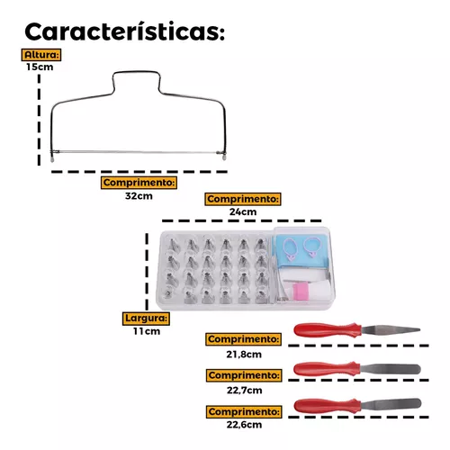 Jogo 39 Peças Para Confeitar Acessórios Bolos Confeitaria