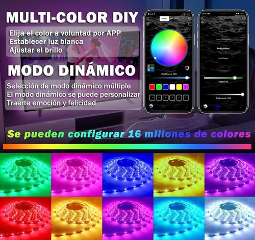 Tira Led Bluetooth 5m Luces Led Controlada Por App Rgb