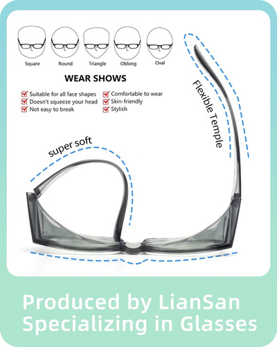 Gafas De Seguridad Liansan Con Ajuste Cómodo, Color Gris