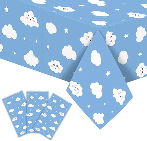3 Pcs Blue Sky White Clouds Table Covers Cartoon Story Birt
