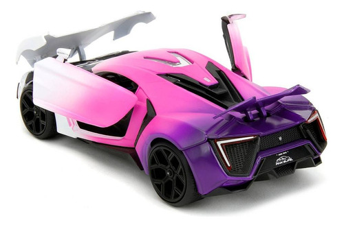 Coche miniatura Lykan Hypersport Pink Slips 1:24 de Jada Toys, blanco/rosa