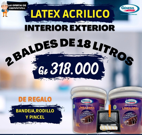 Imagen 1 de 1 de Pintura Latex Acrilico Interior/exterior Combo