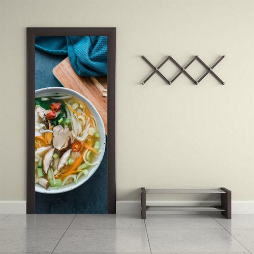 Vinilo Para Puerta Sopa Soup Comida Gourmet Delicia Deco M8