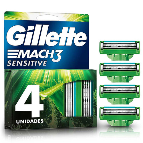 Cartucho de Rastrillo Gillette Mach3 Sensitive 4 Unidades
