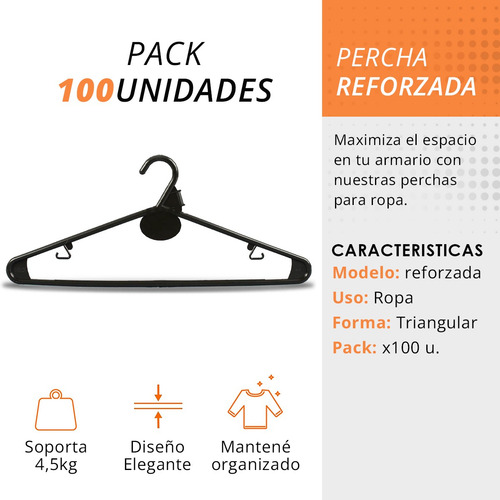 Imagen 3 de 9 de Perchas Plasticas Reforzadas X 100