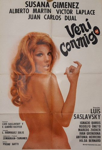 Afiche Origin Cine 110x73cm Vení Conmigo Susana Giménez 1973