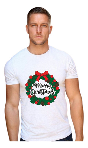 Playera Navideña Corona Merry Christmas Pascua Lazo. B/n