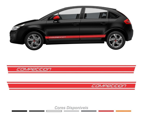 Adesivo Citroen C4 Faixa Lateral Competition Par Imp38