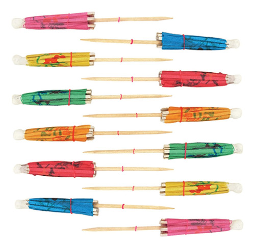 Juego De 12 Palillos De Madera Para Aperitivos Multicolores