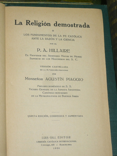 La Religión Demostrada O Los Fundamentos De La Fe Católica 