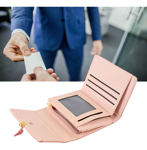Cartera Corta De Múltiples Ranuras Pu Portátil Para Mujer