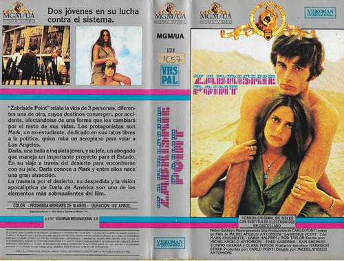 Zabriskie Point Vhs Mark Frechette Daria Halprin Rod Taylor