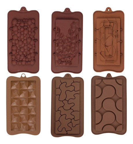 Pack De 6 Moldes Silicona Barras Chocolate