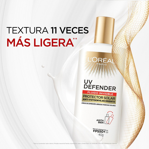 L'oréal Protector Solar Fps50 Fluido Invisible Ligero 40ml