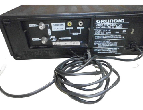 Vhs Video Cassette Grundig Modelo Vcp 180