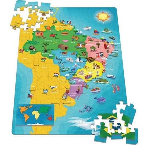 Quebra-cabeça (cartonado) Mapa Do Brasil 100 Pecas - Toyster