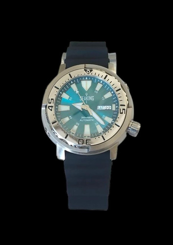 Sea King Tuna Special Diver Mergulho 200m Autom. Seiko Nh35 Preto Prateado Azul-turquesa
