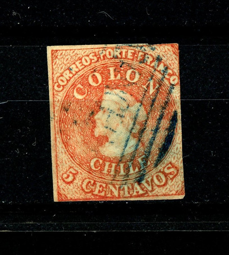 Sellos Postales De Chile. Primera Emisión N° 9, Años 1857-65