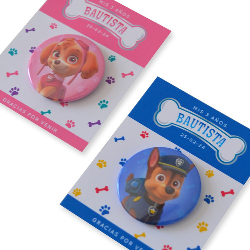 Souvenir Cumpleaños: Paw  Patrol X20u Pin 38mm