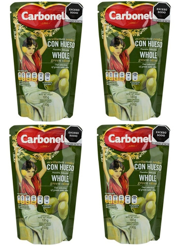 4 4 Aceitunas Verdes Carbonell Con Hueso 180g C/u