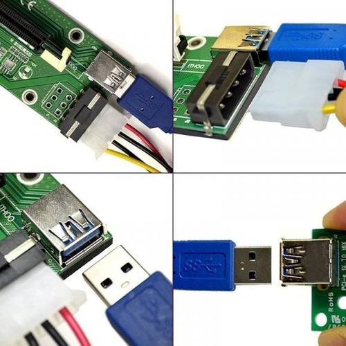 Riser Card Pci-e Pci Express 1x A 16x Usb 3.0 Para Minar (Usado)