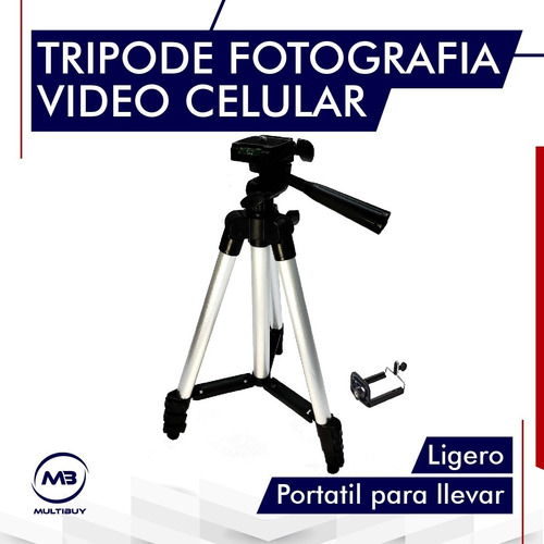 Imagen 4 de 8 de Tripode Fotografia Video Celular Camara Plegable Aluminio
