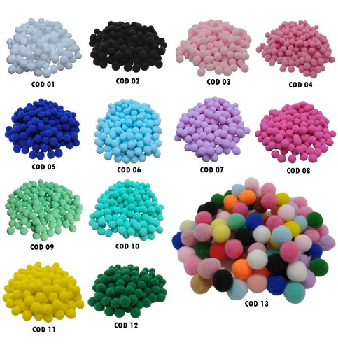 300 Pompom Mini Bolinha Artesanato 10mm - Escolha A Cor