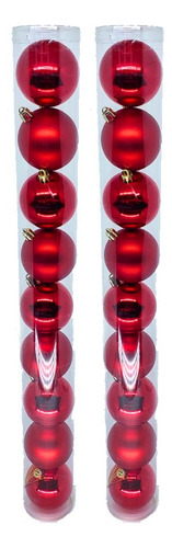 Kit Enfeite 18 Bolas Para Decoração Árvore De Natal 6cm Cor Vermelho