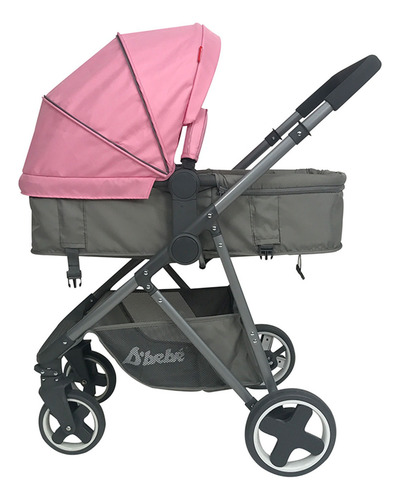 Carriola D Bebe Queen Portabebe Base De Carro Bambineto Color Rosa Chasis Gris
