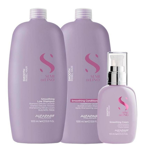 Kit Alfaparf Semi Di Lino Smooth Smoothing - Sh+cond+creme