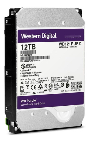 Disco Duro Wd Purpura Dvr-nvr 12tb 3.5  7200rpm / Sata 6gb/s