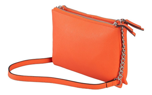 Imagen 2 de 7 de Bolsa Guess Kalei Mini Dbl Zip Crossbody En Color Naranja