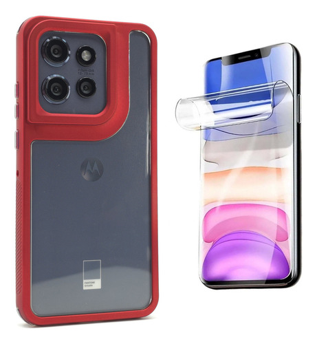 Funda + Mica Para Moto Edge 50 Neo Case Uso Rudo Protector