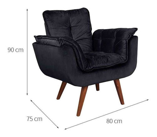 Poltrona Opalla Iv Preta Cor Preto