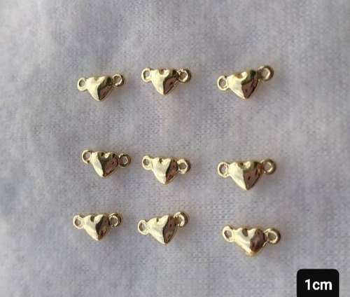 Dijes De Corazones De Oro Laminado . Material De Bisutería 