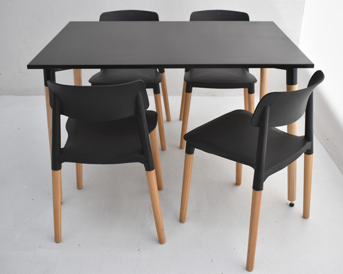 Combo Comedor Eames Mesa 1.40 X 0.80 Silla Retro Milan X4 