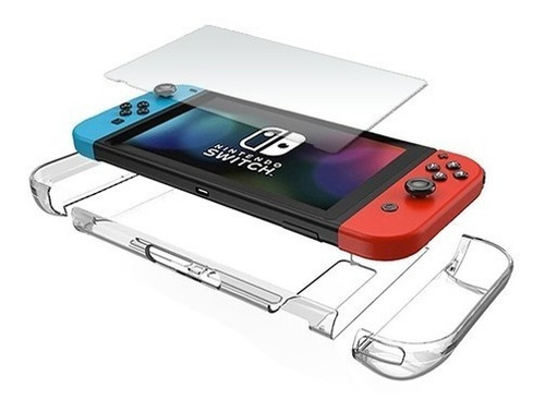 Nintendo Switch Crystal Case + Cristal Templado 9h .3mm O Mica Antiscratch Funda Protector Solo Switch «normal», No Lite