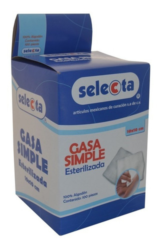Gasa Estéril Selecta 7.5x5 Caja C/100 Sobres Tj20x12 8 Capas