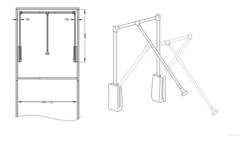 educador Sin Funcionar Perchero Rebatible Hidraulico Elevador Ropa 600-830 Eurohard