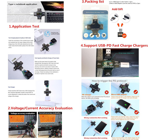 Tester Usb Multi Funcional 2 En 1 Tipo C, Multímetro Digital