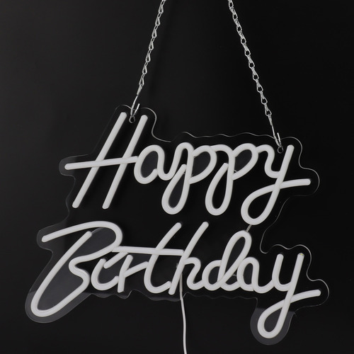Letrero Romántico De Neón Con Letras Led De Feliz Cumpleaños