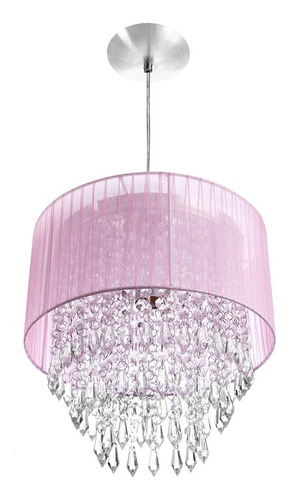 Lustre Para Sala De Cupula Cristal Acrílic Manucrilic Rosa